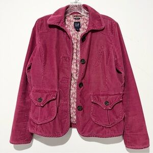 Vintage y2k Corduroy Gap Jacket Scene Magenta Stretch Floral Lined Emo Size 6